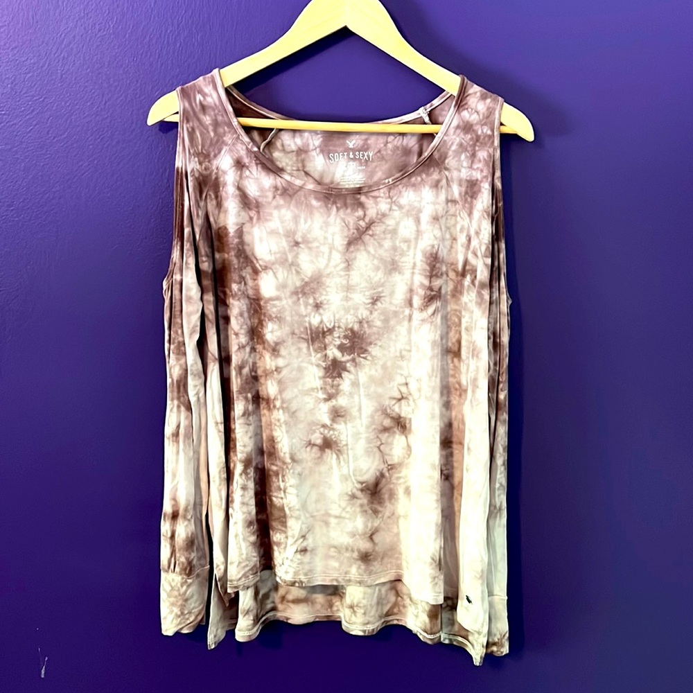 American eagle outfitters cold-shoulder tie-dye top
